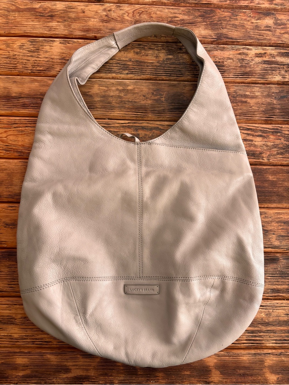 Lucky Brand Pebbled Light Taupe Leather Hobo